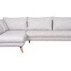 Canapé D'angle Gauche Scandinave 5 Places En Tissu Gris Clair Chiné Et Bois Clair CREEP
