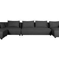 Canapé D'angle Modulable Grand Format 4 éléments Gris Foncé PLURIEL