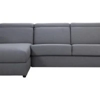 Canapé D'angle Réversible Et Convertible Avec Coffre Et Têtières Ajustables 4 Places En Tissu Gris NORO
