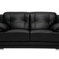 Canapé Design 2 Places Cuir Noir Et Acier Chromé TAMARA