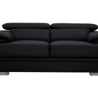 Canapé Design Avec Têtières Ajustables 2 Places Cuir Noir Et Acier Chromé EWING