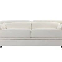 Canapé Design Avec Têtières Ajustables 3 Places Cuir Blanc Et Acier Chromé EWING
