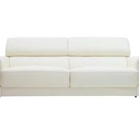 Canapé Design Avec Têtières Ajustables 3 Places Cuir Blanc Et Acier Chromé NEVADA