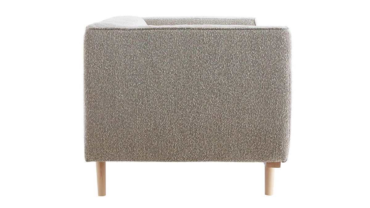 Canapé Scandinave 2-3 Places En Tissu Effet Laine Bouclée Taupe Et Bois Clair MORRIS 5 Canapé Scandinave 2-3 Places En Tissu Effet Laine Bouclée Taupe Et Bois Clair MORRIS – Image 3