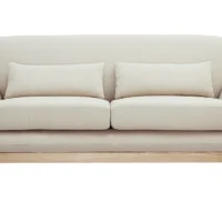 Canapé Scandinave 2 Places En Tissu Beige Et Bois Clair YOKO