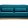 Canapé Scandinave 2 Places En Tissu Bleu Canard Et Bois Clair YOKO