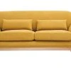Canapé Scandinave 2 Places En Tissu Effet Velours Jaune Moutarde Et Bois Clair YOKO