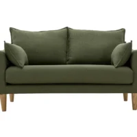 Canapé Scandinave 2 Places En Tissu Kaki Et Bois Clair KATE