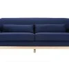 Canapé Scandinave 3 Places En Tissu Bleu Foncé Et Bois Clair YOKO