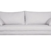 Canapé Scandinave 3 Places En Tissu Gris Clair Chiné Et Bois Clair CREEP