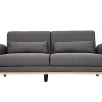Canapé Scandinave 3 Places En Tissu Gris Foncé Et Bois Clair EKTOR