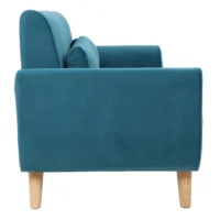 Canapé Scandinave 3 Places En Tissu Velours Bleu Pétrole Et Bois Clair EKTOR -Boutique Miliboo canape scandinave 3 places en tissu velours bleu petrole et bois clair ektor 46518 5d41af9429777 1200 675