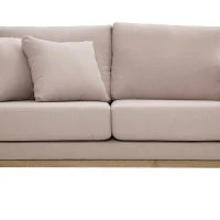 Canapé Scandinave Déhoussable 2 Places En Tissu Rose Et Bois Clair OSLO