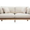 Canapé Scandinave Déhoussable 3 Places En Tissu Blanc Crème Et Bois Clair KYO
