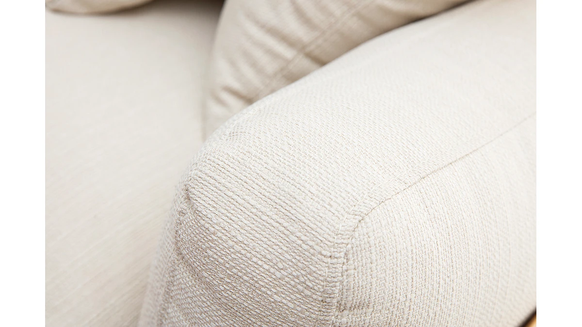 Canapé Scandinave Déhoussable 3 Places En Tissu Blanc Crème Et Bois Clair KYO 7 Canapé Scandinave Déhoussable 3 Places En Tissu Blanc Crème Et Bois Clair KYO – Image 5
