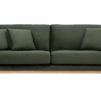 Canapé Scandinave Déhoussable 3 Places En Tissu Effet Velours Kaki Et Bois Clair OSLO - Miliboo & Stéphane Plaza
