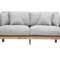 Canapé Scandinave Déhoussable 3 Places En Tissu Gris Clair Et Bois Clair KYO