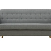 Canapé Scandinave Déhoussable 3 Places En Tissu Gris Clair Et Bois Clair YNOK