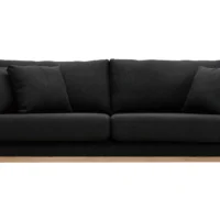 Canapé Scandinave Déhoussable 3 Places En Tissu Gris Foncé Et Bois Clair OSLO