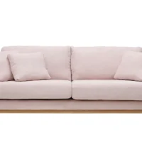 Canapé Scandinave Déhoussable 3 Places En Tissu Rose Et Bois Clair OSLO