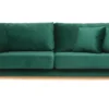 Canapé Scandinave Déhoussable 3 Places En Tissu Velours Vert émeraude Et Bois Clair OSLO