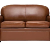 Canapé Vintage 2 Places Marron Et Bois Noir CLUB