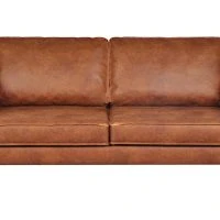 Canapé Vintage 3 Places Cuir Marron Cognac Aspect Vieilli Et Métal Noir SONNY