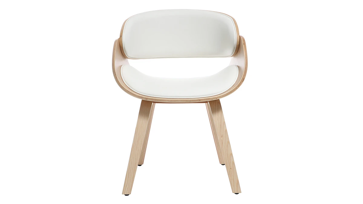 Chaise Design Blanc Et Bois Clair BENT 3 Chaise Design Blanc Et Bois Clair BENT