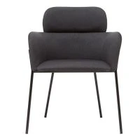 Chaise Design En Tissu Gris Et Métal Noir TULUM