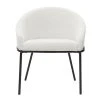 Chaise Design En Tissu Velours Chenille Blanc Cassé Et Métal Noir JENNA