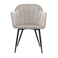 Chaise Design En Tissu Velours Taupe Et Métal Noir MILLY