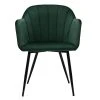 Chaise Design En Tissu Velours Vert Et Métal Noir MILLY