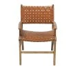 Chaise En Bois Teck Massif Et Sangles En Cuir Marron LODGE