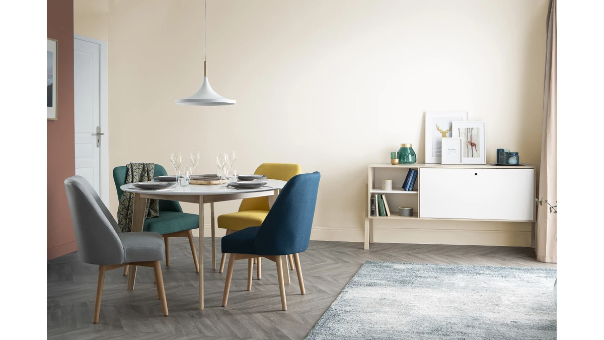 Chaise Scandinave En Tissu Bleu Canard Et Bois Clair Massif LIV 7 Chaise Scandinave En Tissu Bleu Canard Et Bois Clair Massif LIV – Image 5