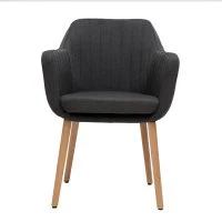 Chaise Scandinave En Tissu Gris Anthracite Et Bois Clair ALEYNA