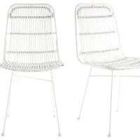Chaises Blanches En Rotin Et Métal (lot De 2) MALACCA - Miliboo & Stéphane Plaza
