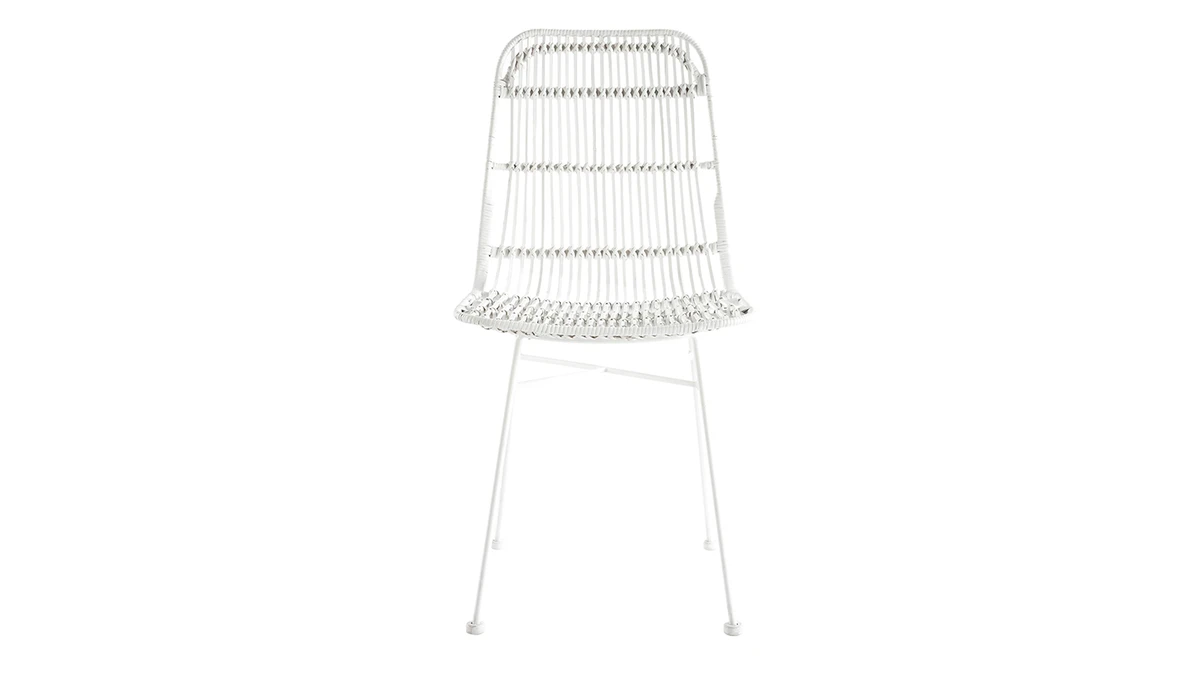 Chaises Blanches En Rotin Et Métal (lot De 2) MALACCA - Miliboo & Stéphane Plaza 4 Chaises Blanches En Rotin Et Métal (lot De 2) MALACCA - Miliboo & Stéphane Plaza – Image 2