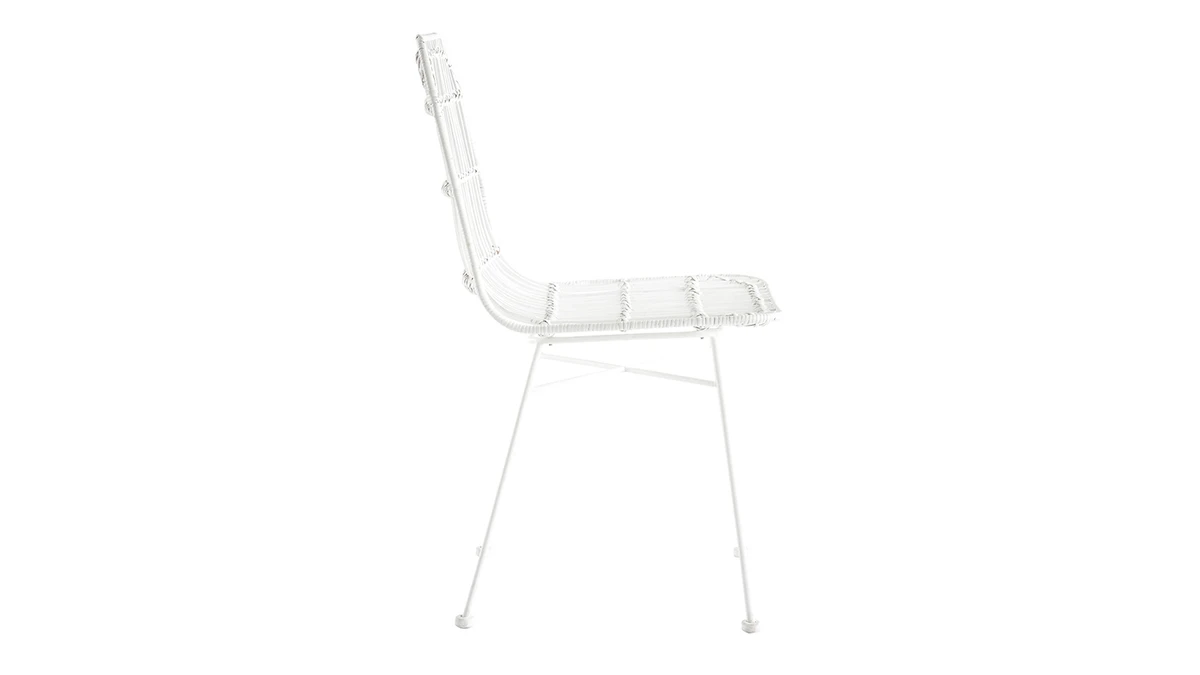 Chaises Blanches En Rotin Et Métal (lot De 2) MALACCA - Miliboo & Stéphane Plaza 6 Chaises Blanches En Rotin Et Métal (lot De 2) MALACCA - Miliboo & Stéphane Plaza – Image 4