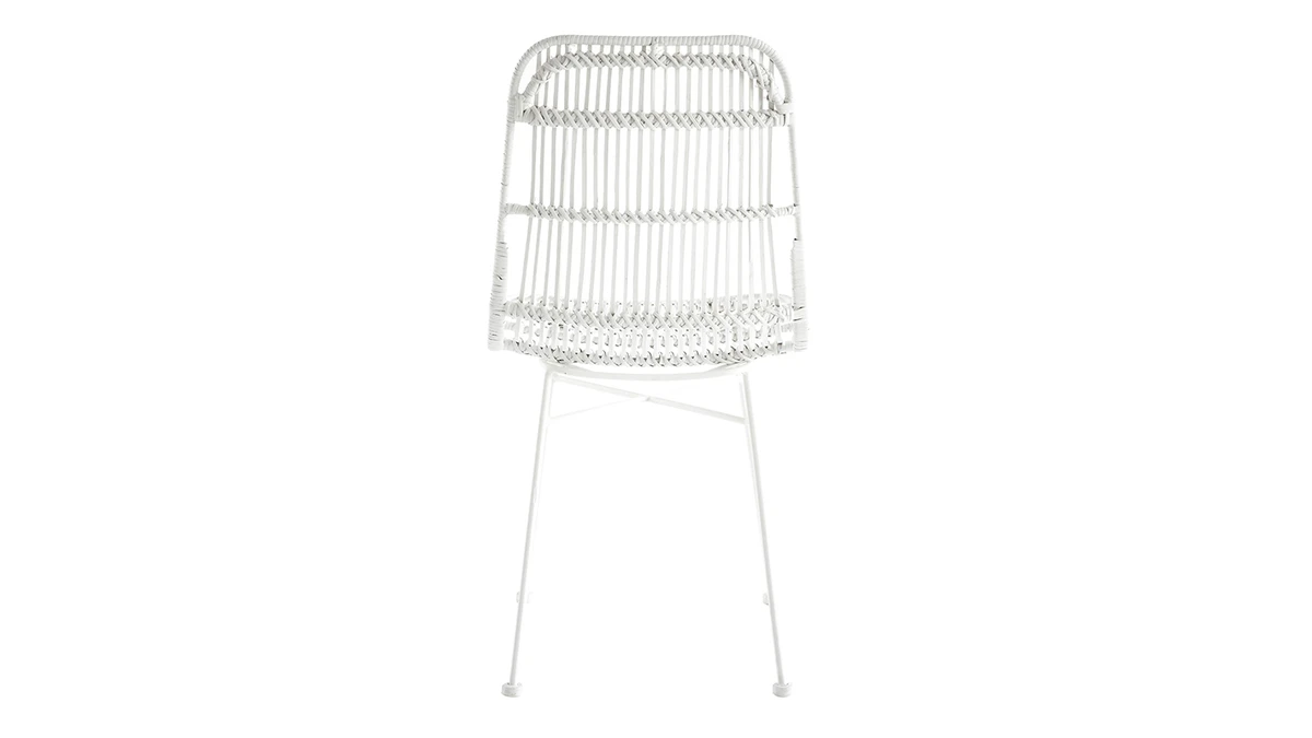 Chaises Blanches En Rotin Et Métal (lot De 2) MALACCA - Miliboo & Stéphane Plaza 7 Chaises Blanches En Rotin Et Métal (lot De 2) MALACCA - Miliboo & Stéphane Plaza – Image 5