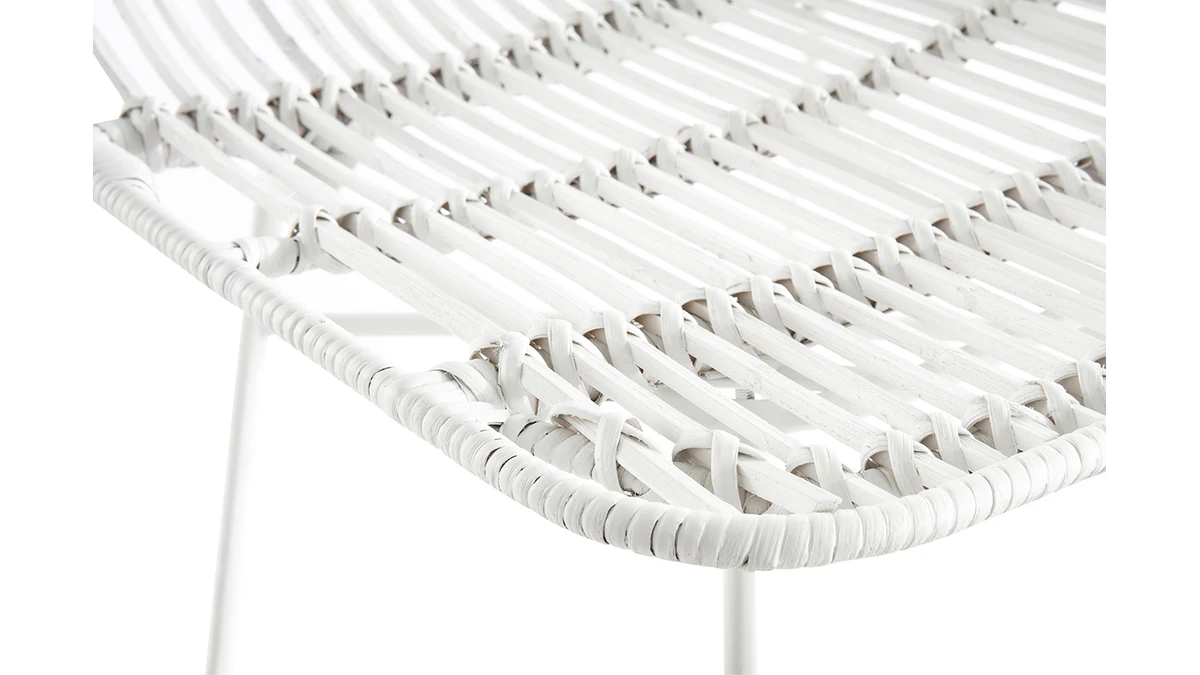 Chaises Blanches En Rotin Et Métal (lot De 2) MALACCA - Miliboo & Stéphane Plaza 8 Chaises Blanches En Rotin Et Métal (lot De 2) MALACCA - Miliboo & Stéphane Plaza – Image 6