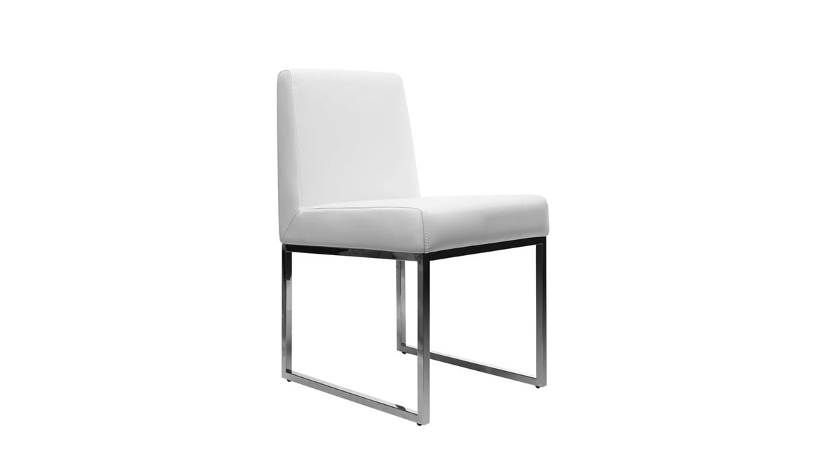 Chaises Design Blanc Et Acier Chromé (lot De 2) JUNIA 5 Chaises Design Blanc Et Acier Chromé (lot De 2) JUNIA – Image 3