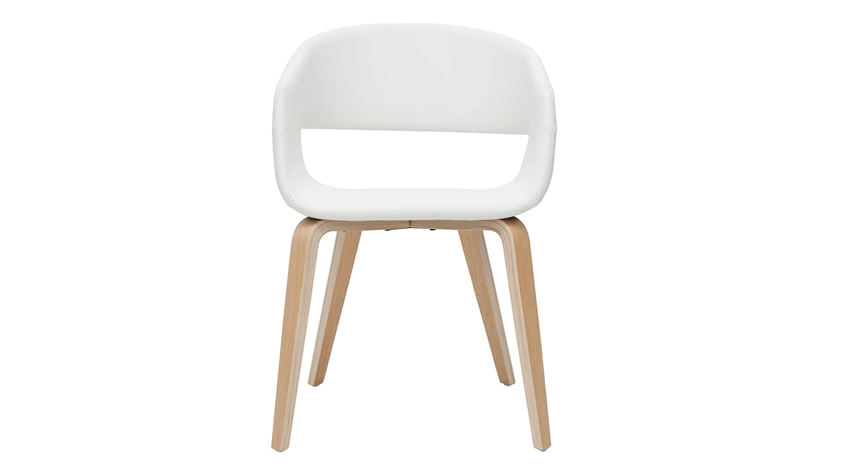 Chaises Design Blanc Et Bois Clair (lot De 2) SLAM 4 Chaises Design Blanc Et Bois Clair (lot De 2) SLAM – Image 2