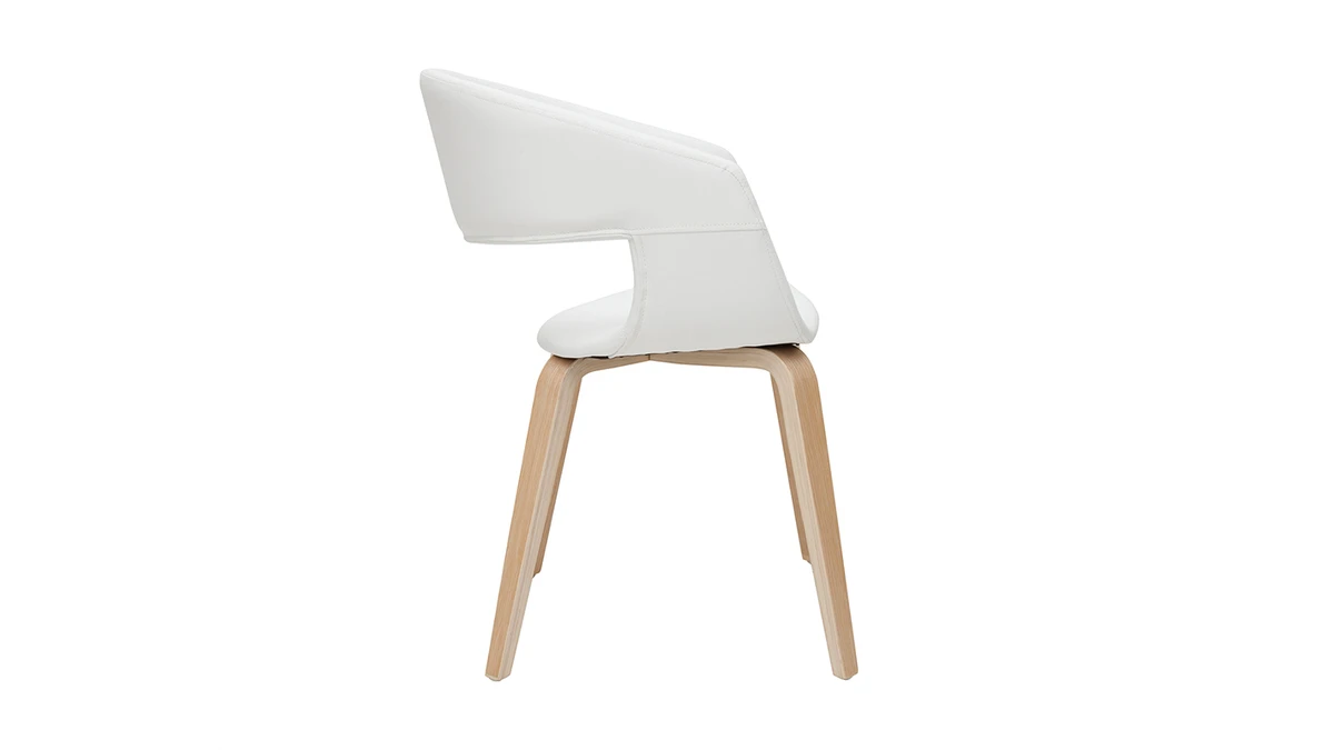 Chaises Design Blanc Et Bois Clair (lot De 2) SLAM 6 Chaises Design Blanc Et Bois Clair (lot De 2) SLAM – Image 4