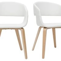Chaises Design Blanc Et Bois Clair (lot De 2) SLAM