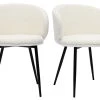 Chaises Design En Tissu Effet Laine Bouclée écru Et Métal Noir (lot De 2) ROSALIE