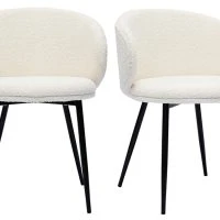 Chaises Design En Tissu Effet Laine Bouclée écru Et Métal Noir (lot De 2) ROSALIE