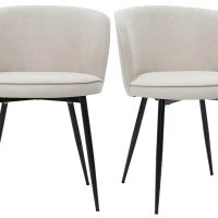 Chaises Design En Tissu Effet Velours Beige Et Métal Noir (lot De 2) SERIF