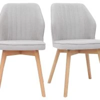 Chaises Design En Tissu Effet Velours Gris Et Bois Clair Massif (lot De 2) FANETTE