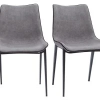 Chaises Design En Tissu Effet Velours Gris Et Métal Noir (lot De 2) BLAZE