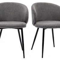 Chaises Design En Tissu Effet Velours Gris Et Métal Noir (lot De 2) ROSALIE